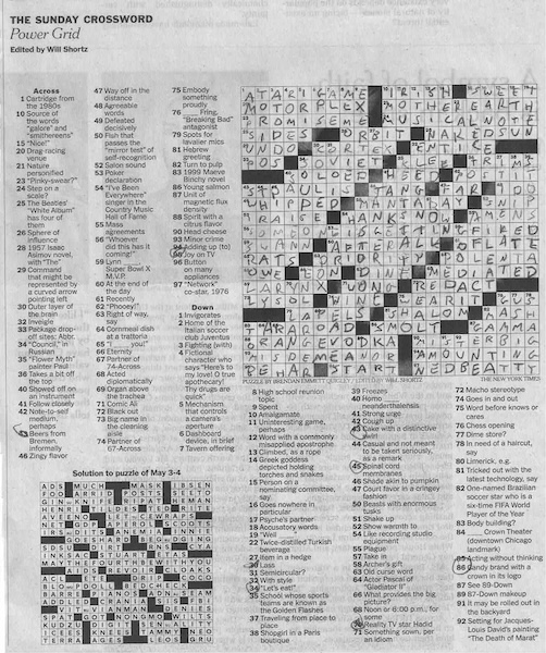Solved crossword puzzle