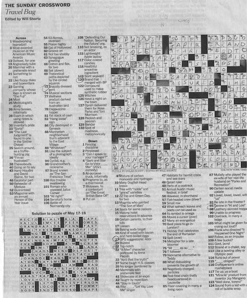 Solved crossword puzzle